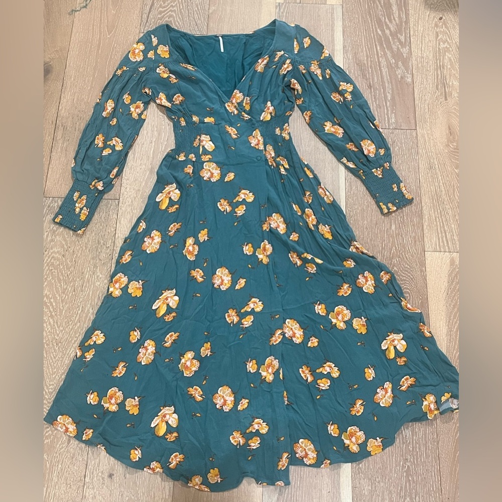 Free People So Sweetly Green Midi Dress - Picture 2 of 9